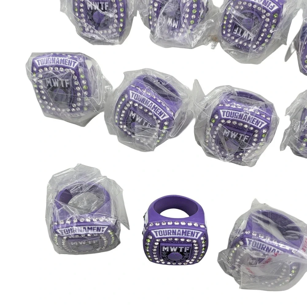 11 Pack MWTF Baseball Tournament Finalist Rings‎ Purple Rhinestone Bulk